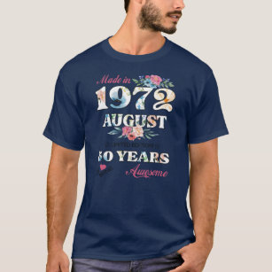 T-shirt 50e anniversaire 1972 les années 50 fête août