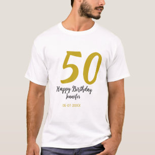 T-shirt 50e anniversaire ajouter nom date année noire modè