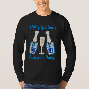 T-shirt 50e anniversaire Bouteilles de Champagne Bleu Epic