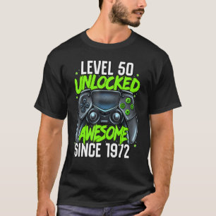T-shirt 50e Anniversaire Jeu Niveau 50 Déverrouillé Awesom