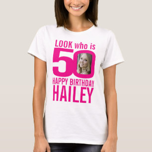 T-shirt 50e anniversaire look rose 50 photos et noms perso