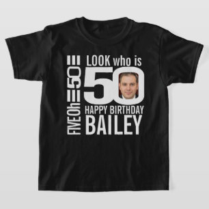 T-shirt 50e anniversaire mono look 50 personnalisés nom ph