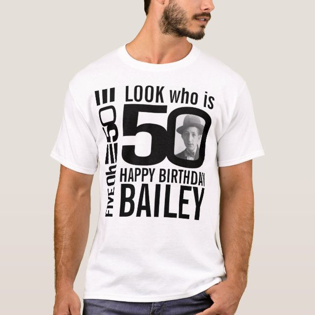 T-shirt 50e anniversaire monolook 50 photos et noms person (Devant)