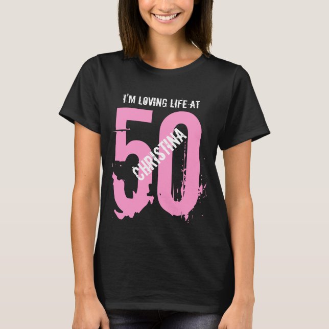 T-shirt 50e anniversaire présent ou année J'aime la vie (Devant)