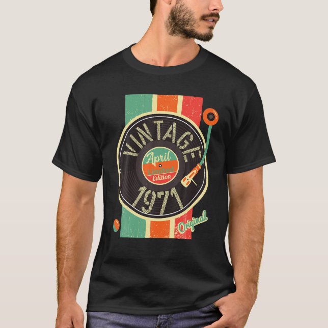 T-shirt 51 Anniversaire Homme 1971 Avril Tourne-disque Ant (Devant)