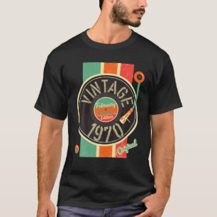 T-shirt 52 Anniversaire Homme 1970 Février Vinyl Turntabl