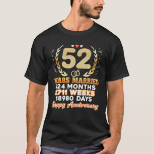 T-shirt 52 Ans Mariés Heureux 52E Anniversaire Mariage Co