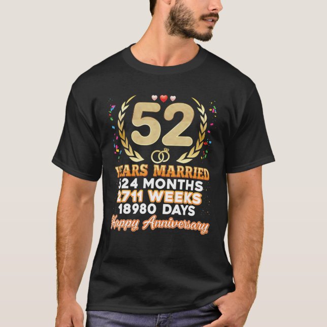 T-shirt 52 Ans Mariés Heureux 52E Anniversaire Mariage Co (Devant)