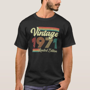 T-shirt 52 Ans Vintage 1971 Né En 1971 52ᵉ