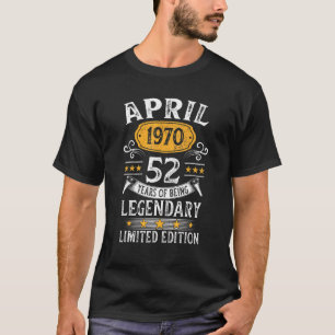 T-shirt 52 ans Vintage avril 1970 52e anniversaire