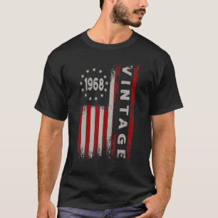 T-shirt 54 ans Vintage 1968 Drapeau américain 54e naissanc