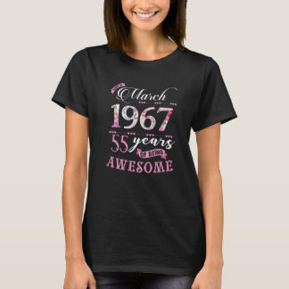 T-shirt 55E Anniversaire Cadeau Floral Pour Les Femmes Née