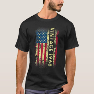 T-shirt 56 ans Vintage 1966 Drapeau américain 56e Birt