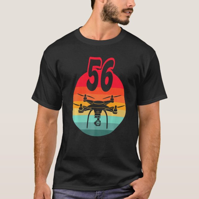 T-shirt 56e Anniversaire I Télécommande Rétro Drones Avec  (Devant)
