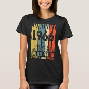 T-shirt 57 Ans Vintage Janvier 1966 Anniversaire Hommes Fe