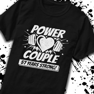 T-shirt 57e anniversaire Couple forme 57 ans fort