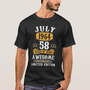 T-shirt 58 ans Juillet 1964 58e anniversaire