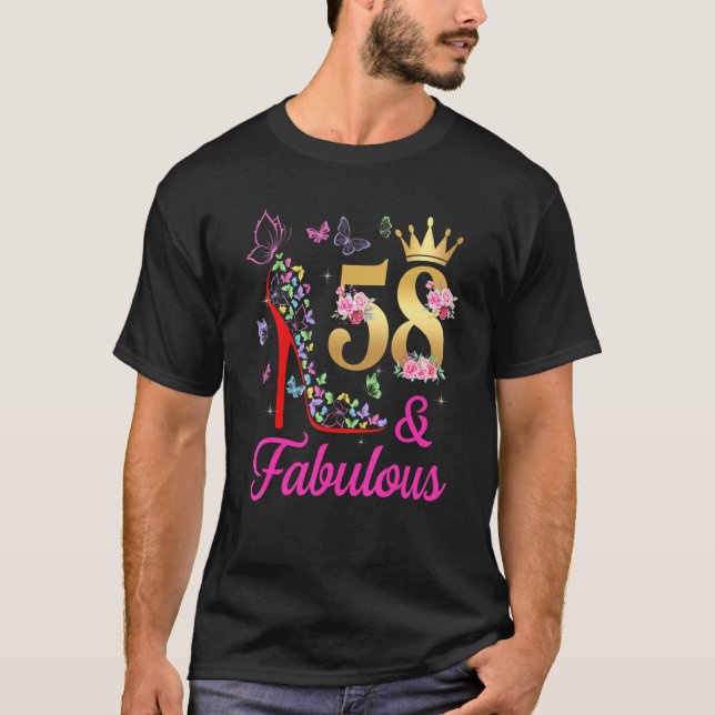 T-shirt 58 & Fabuleux 58 Ans 58ème Anniversaire Papillons  (Devant)