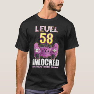 T-shirt 58e anniversaire Gamer Boys Girls 58 ans Old Level