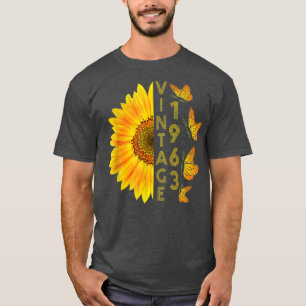 T-shirt 59 ans Vintage 1963 Tournesol papillon 59e