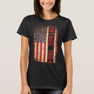 T-shirt 59 ans Vintage 1964 Drapeau américain 59e naissanc