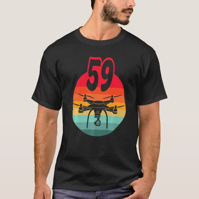 T-shirt 59e Anniversaire I Télécommande Rétro Drones Avec  (Devant)