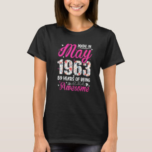 T-shirt 59e anniversaire stupéfiant depuis mai 1963 Floral