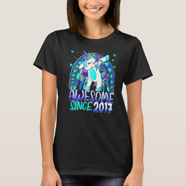 T-shirt 5 Anniversaire Arc en ciel 5 Anniversaire Dabbing  (Devant)