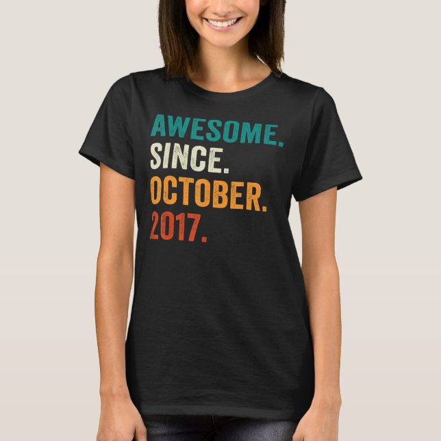 T-shirt 5 Ans 5e Anniversaire Awesome depuis Octobre 20 (Devant)