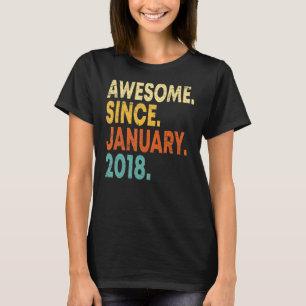 T-shirt 5 Ans Awesome Depuis Janvier 2018 5e Anniversaire