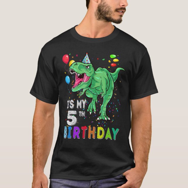 T-shirt 5 ans C'est mon 5e anniversaire Dinosaur Rex (Devant)