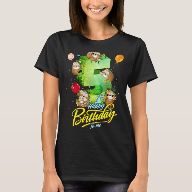 T-shirt 5 ans Sloth Anniversaire fille 5e filles Ados Slo (Devant)