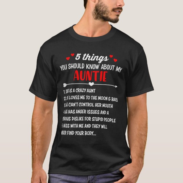 T-shirt 5 Choses À Connaître Sur Ma Tante Nephew Ni (Devant)