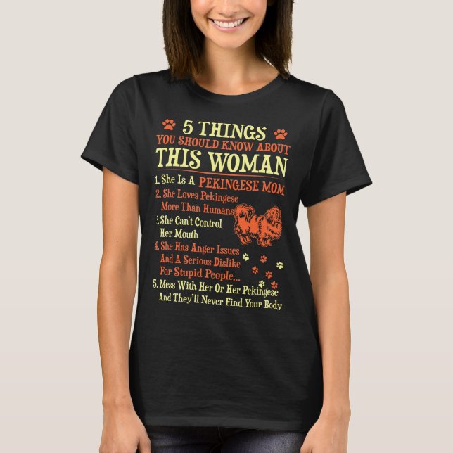 T-shirt 5 choses que vous devriez connaître la maman de (Devant)