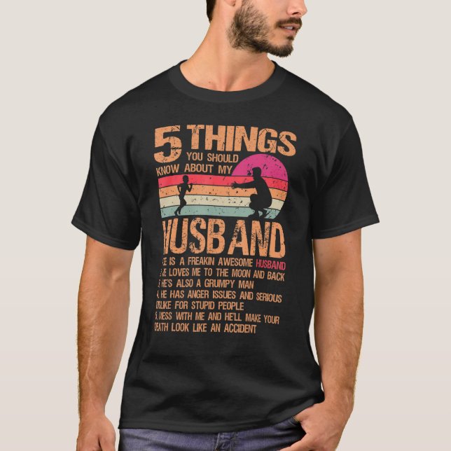 T-shirt 5 Choses Sur Mon Mari Fête Du Père De Daught (Devant)