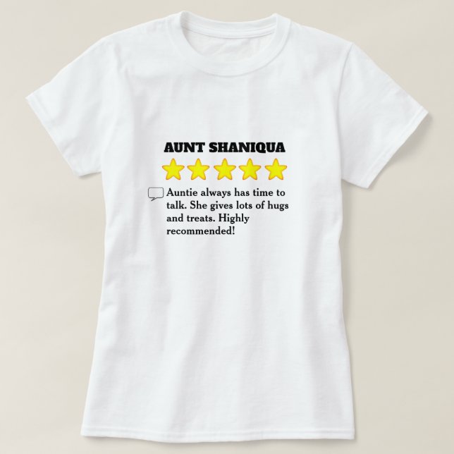 T-shirt 5 étoiles de révision de la tante (Design devant)