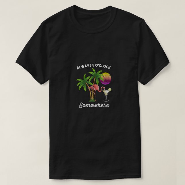 T-shirt 5 heures quelque part boire du flamingo (Design devant)