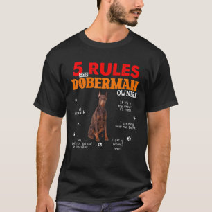 T-shirt 5 Règles Pour Les Propriétaires Doberman Pinsche