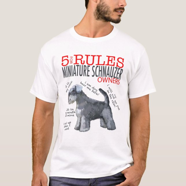 T-shirt 5 Rules For Miniature Schnauzer Dog Lover Miniatur (Devant)