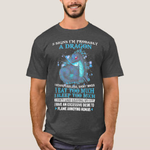 T-shirt 5 Signes Je Suis Probablement Un Dragon