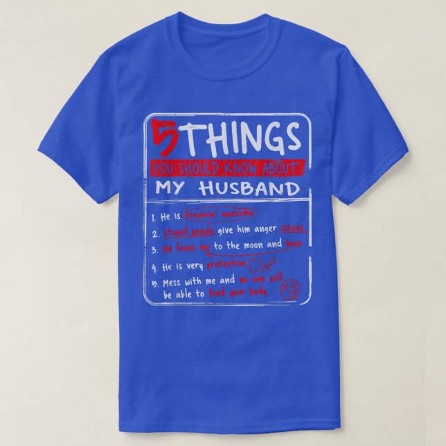 T-shirt 5 Things You Should Know About My Husband Wife Gif (Design devant)