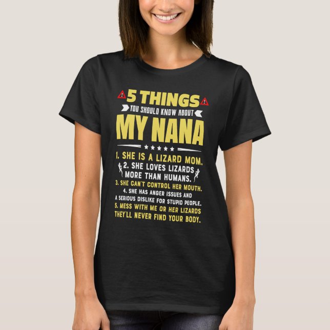 T-shirt 5 Things You Should Know About My Lizard Mom Grand (Devant)