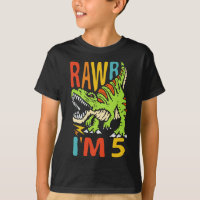 5e anniversaire Dinosaur T Rex Rawr I'm 5 For Boys