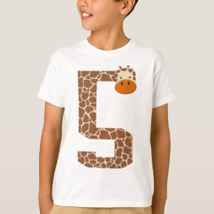 T-shirt 5e anniversaire Giraffe Animal 5 ans Garçons Enfan