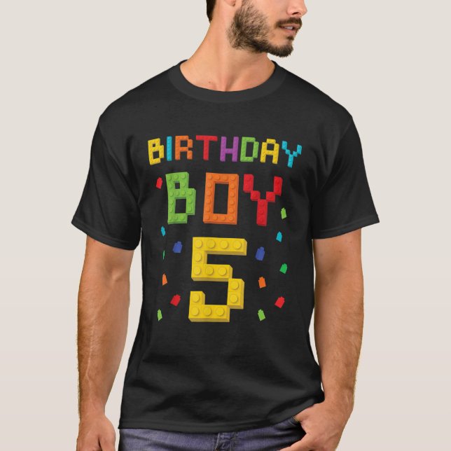 T-shirt 5e anniversaire Master Builder Boy Girl Building B (Devant)