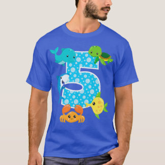 T-shirt 5e fête d'anniversaire 5 ans Aquarium de poissons 