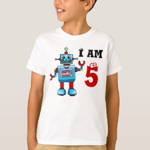 T-shirt 5ème cadeau de garçon d'anniversaire - robot