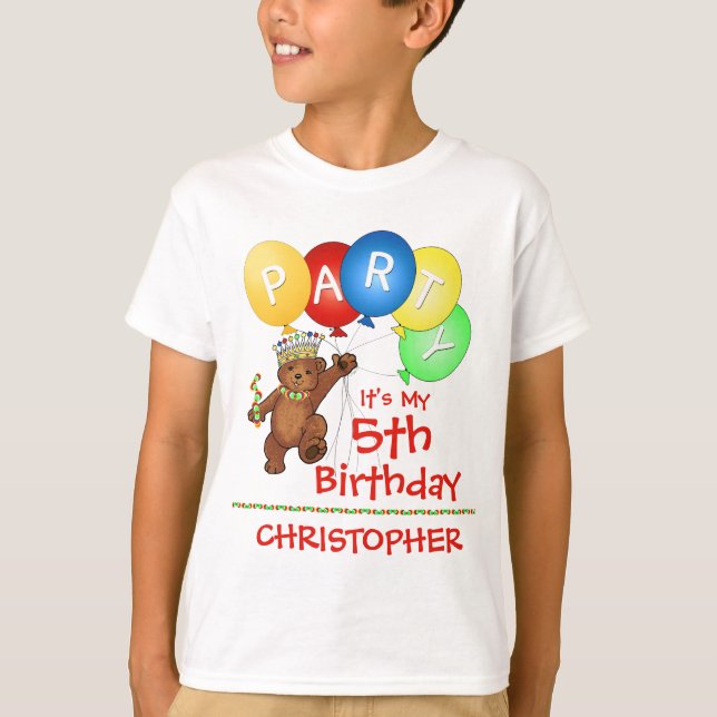 T-shirt 5ème coutume de fête d'anniversaire d'ours royal (Devant)