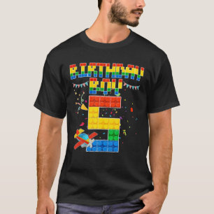 T-shirt 5Th Birthday Boy Building Brick 5 Years Old Blocks
