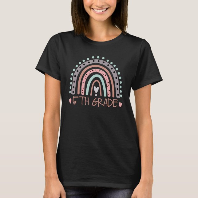 T-shirt 5th Grade Boho Rainbow Fifth Grade Student Back To (Devant)